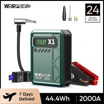 YESPER Jump Starter con compressore per auto 150PSI Gonfiatore per pneumatici per auto portatile Dispositivo di avviamento a corrente di picco 2000A Schermo LED