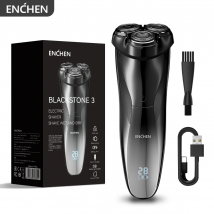 ENCHEN Blackstone3 Rasoio elettrico rotante 3D impermeabile al 100% con trimmer di precisione POP-UP e ricarica rapida di tipo C
