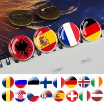 Europa Nationalflagge Brosche Pins Albanien Spanien Italien Frankreich UK Deutschland Polen Flaggen Abzeichen Patriot Geschenk