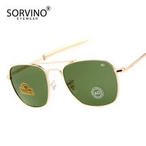 Retro Grün AO Pilot Sonnenbrille Luxus Marke Designer Männliche Sonnenbrille Amerikanische Armee Militärische Optische Glas Objektiv Shades Brillen