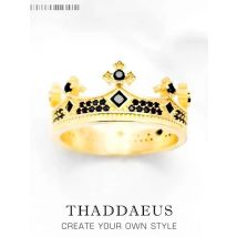 Royal Power Crown Golden Ring in 925 Sterling Silver Victorian Vintage Gift for Men Women Europe Summer New Fine Jewelry