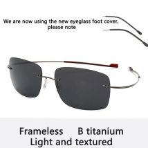 NEUE coole randlose Sonnenbrille aus 100 % reinem Titan, polarisierte Gläser, graue, superdünne Gläser, Sonnenschutz, UV-Schutz, UV400-Federbein