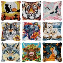 Tiger/Löwe/Wolf Knüpfhaken Stickerei Tier Kissen geknotete Stich Stickerei Kit Handhaken gestrickter Teppich Knüpfhaken Teppich Kits