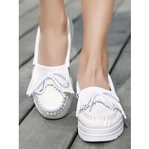 YAERNI  Platform knot women autumn moccasins lace-up tassels genuine leather casual moccasins  comfortable shoes woman