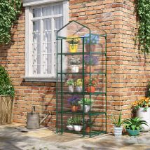 Outsunny Invernadero de Jardín con 5 Estantes Metálicos y Puerta Enrollable 69x49x193 cm