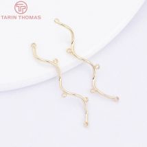 (2479) 6 Stück 8x38MM 24K Goldfarben Messing Gebogene Rohrverbindungs-Anhänger Hochwertige DIY Schmuckherstellung Zubehörteile