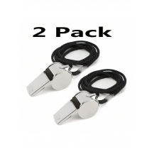 2 Pack Stainless Steel Sports Whistles with Lanyard, Loud Crisp Sound Whistles Great for Coaches, Referees, and Officials