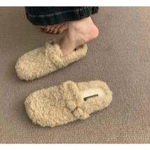 Boston-Clogs aus Fell für Damen, Wintermode, Kork-Einlegesohle, warme Plüsch-Hausschuhe, Schuhe mit Fußgewölbeunterstützung, gemütliches Zuhause, pelzige Wildleder-Pantoletten