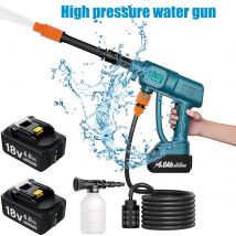 Idropulitrice Senza Fili Compatibile con Makita Batteria da 18 V, Idropulitrice Portatile Leggera Cordless Jet Wash Auto Rondella Generatore di Schiuma Ugello Pompa dell'Acqua Tubo da 5 M
