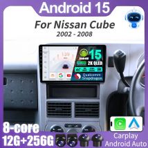 Android 15 Car Radio For Nissan Cube 2002 - 2008 Carplay GPS NAVI Head Unit Qualcomm Multimedia Stereo Video Player QLED 2DIN BT