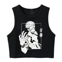 Nuovo Crop Top Vest Tshirt Manga Canotta Anime giapponese Jujutsu Kaisen T Shirt Gojo Satoru Top Yuji Itadori T-shirt ritagliata