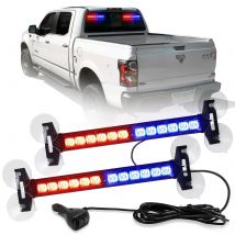 2-in-1 rot-blaues Auto-Kühlergrill, Notfall-Blitzlicht, LED-Polizeilichter, Gefahrenwarnung, blinkende Sicherheitslampen für die vordere/hintere Windschutzscheibe