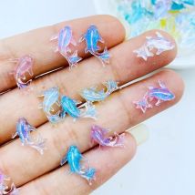 20 sztuk 3D Kawaii żywica mieszane ryby ozdoby do paznokci Cartoon lód przezroczyste dżetów akcesoria do zawieszek do paznokci naciśnij na paznokcie