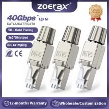 ZoeRax RJ45 Cat8 Cat7 Cat6A-Stecker, werkzeugloser, abgeschirmter/nichtgeschirmter Ethernet-Abschirmungsstecker für 23–26 AWG STP/UTP-Ethernet-Kabel