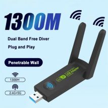 Adattatore USB WiFi 1300Mbps Dual Band Dongle Wi-Fi 2.4G/5Ghz 802.11AC Potente antenna Ricevitore wireless per PC Laptop Driver gratuito