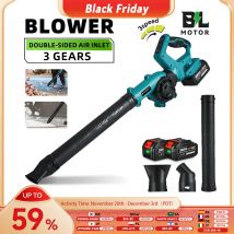 NUOVOBENY Soffiatore Elettrico 270 °   Regolazione della rotazione 3 marce Cordless Leaf Vacuum Dust Snow Cleannig Strumento per Makita 18V Batteria Pin