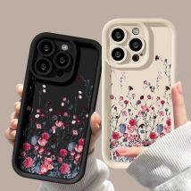 Rosa Blumenhülle für iPhone 11, iPhone 12 13 14 15 Pro Max X XR XS Max 7 8 Plus SE 2020 2022, weiche, stoßfeste Handybumper