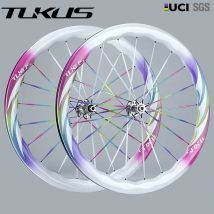 TUKUS Rainbow NIKI Carbon-Laufradsatz, lebendige Farben, Carbon-Speichen, regenbogenfarbener Laufradsatz, Scheibenbremse, Rennrad-Laufradsatz, Ratchet36T