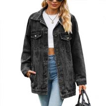 Vintage Denim Jacke Frauen Herbst Winter Lose Revers einreiher Strickjacke Mantel Damen Mode Lässig Pendler Oberbekleidung 2024