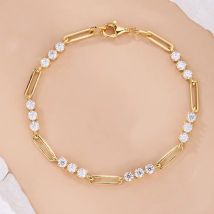 LinkerLove 3mm Moissanit Büroklammer Armbänder für Frauen Vergoldet S925 Sterling Silber Diamant Armreif Party Edlen Schmuck Geschenke