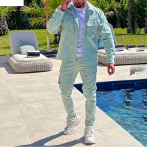 Neue Stil Trend männer Kleidung Feste Beiläufige 2 Stück Männer Langarm Jacke + Leggings Hosen Sets Mode Streetwear mann Trainingsanzug