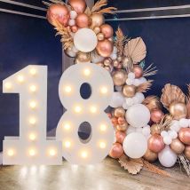 91,5 cm riesige Zahl LED-Lichtrahmen 1. Geburtstag Hochzeit Party Dekor Kinder Babyparty Mosaik digitale Zeichen Ballonfüllbox