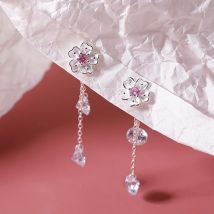 Koreanische Romantische Kirschblüten Blume Quaste Ohrring Für Frauen Süße Rosa Tulpe Opal Perle Zirkon Ohrring Trend Hochzeit Schmuck