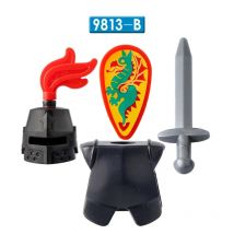 Ritter mittelalterlicher dunkler Drache Königreich Schild Rüstung Actionfiguren Zubehör Baustein Kinderspielzeug Geschenke AX9813