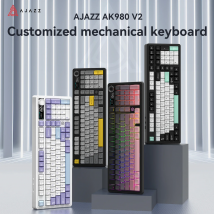 AJAZZ AK980 V2 Tastiera Meccanica a Tre Modalità, Cablata, Hot-swappable, RGB, Silenziosa, Ergonomica per Ufficio e Gaming