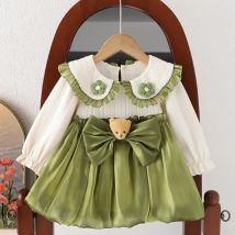 2023 neue kinder Frühling und Herbst Kleid Mädchen Cartoon Bär Bogen Puppe Neck Kleid Baby Süße Prinzessin Kleid 0-5Y