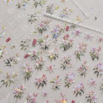 5D Kawaii Lilie Nail Art Aufkleber 1 Stück japanische rosa weiße Blume mit Diamant selbstklebende Nageldekorationen Slider Aufkleber DIY