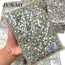 JUNAO All'ingrosso SS6 SS10 SS12 SS16 SS20 SS30 Strass in vetro con retro piatto Cristallo trasparente AB Strass per unghie Pietra non hotfix Artigianato fai da te