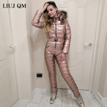 Ein Stück Outfit Ski Anzug Frauen Jacke Winter Overall Weibliche Parka Mit Kapuze Baumwolle Body Zipper Overalls Für Frau Trainingsanzüge