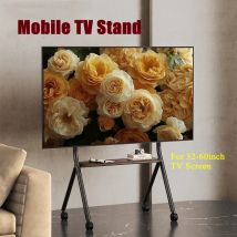 Soporte para TV con ruedas ajustable, 1 carrito de almacenamiento de cuero para pantallas de 32-60 pulgadas de hasta 110 libras, Compatible con VESA 100*100-500*400mm