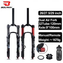 BOLANY MTB Supension Rebound-Einstellung Doppel-Luftgabel 26/27,5er/29er Magnesiumlegierung Federweg 100 mm 32 RL Fahrradzubehör