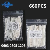 660 szt. Rezystor SMD 0603 0805 1206 1% zestaw różnych rezystancji 1 Ohm - 1M Ohm rezystory chipowe