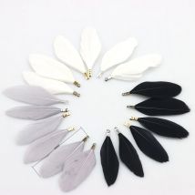 45mm 12 Pieces/Black White Grey Multiple Pieces Natural Feather Tassel DIY Bracelet Necklace Jewelry Accessories Pendant