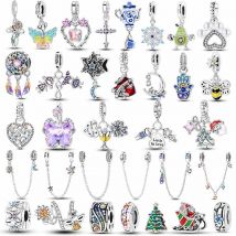 Charms Plata De Ley 925, Avocadogrüne Glühwürmchen, Herzform, Lotus, Teufelsaugen, Charms aus Original, passend für Damen, Jahrestag, DIY-Schmuck