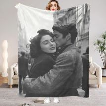 1 pieza de manta fotográfica personalizada DIY para amantes Productos de manta de franela - Fotos cálidas personalizadas, suave y cálida, adecuada para sofá, cama, oficina, automóvil y viajes al aire