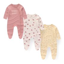 Kiddiezoom 3 Pcs/Lot Autumn Winter Long Sleeve Casual Sweet Baby Girl Romper 100%Cotton Soft Newborn Jumpsuits Clothes