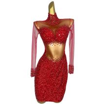 Luxury Red Diamante Short Cocktail Dress Sparkling Crystal Beaded Sexy Mini Dress Vestidos Para Eventos Especial Wangshazuan