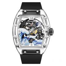 HANBORO Starry Van Gogh-Kollektion, personalisierte Welle, personalisiertes Design, Zifferblatt, Acrylgehäuse, automatische mechanische Herrenuhr