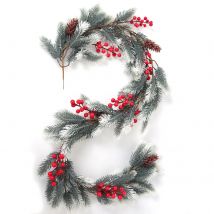 140 cm künstliche Kiefernnadel-Girlande mit roter Beere für Weihnachten, Kamin-Dekoration, Kunstpflanzen, Wohnzimmer, Flur-Dekoration