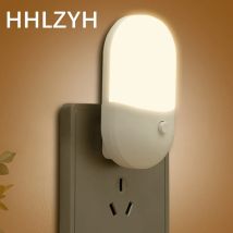 HHLZYH 3W Energy Saving Night Light Plug-in LED Feeding Socket Lamp Indoor Lighting Bedroom Night Bedside Lamp US/EU Two-color