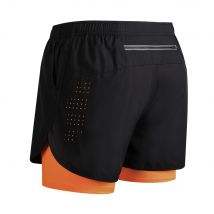 Pantaloncini da corsa da uomo nuovi Fitness Pantaloncini neri a doppio strato ad asciugatura rapida Pantaloni corti da bodybuilding per allenamento sportivo da uomo