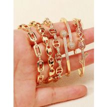 Fashion Stainless Steel Women's Bracelet Trendy Buckle Sparkling Rhinestone Bangles Daily Handicraft Jewelry Accessories