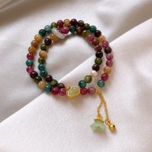 100% Natural Tourmaline Stone & Jade 14K Gold Filled Female Charm Bracelet Jewelry For Women Christmas Gifts Cheap