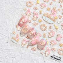 Tomoni Sanrio 5D Melody Nagelaufkleber Anime Charaktere Aufkleber für Nägel Niedliche Aufkleber Nagelzubehör Nagelaufkleber DlY Aufkleber