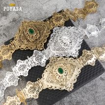 Marokkanischer schicker Kaftan für Hochzeit, gold- und silberfarbener Metallgürtel für luxuriöse goldfarbene Damengürtelkette, verstellbare Länge
