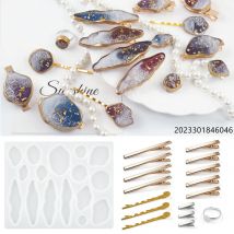 DIY Kristall Epoxidharz Form unregelmäßige Mine Rand Haarnadel Anhänger Spiegel Silikon form Haars pange Schmuck herstellung